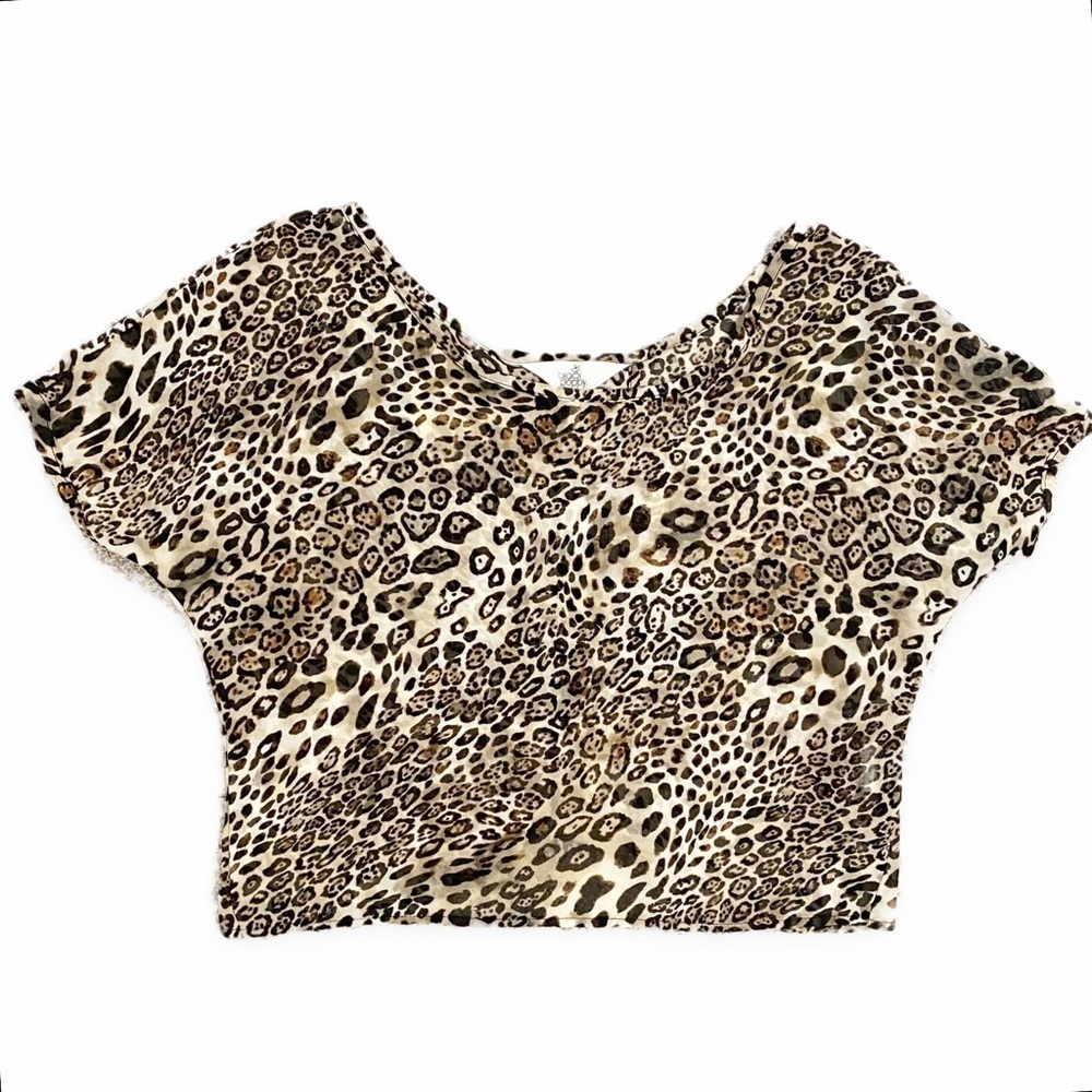 Black Poppy | Sheer Leopard Print Crop Top Lightweight Size XS